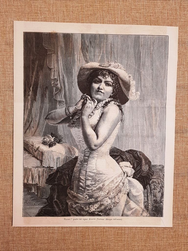 Piacerò? Quadro di Ernesto Fontana del 1881 Disegno dell'Autore