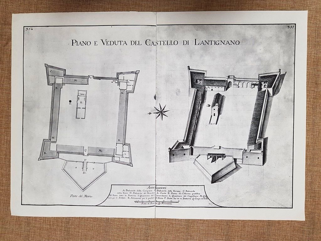 Piano e veduta Castello di Lantignano Granducato di Toscana Warren …