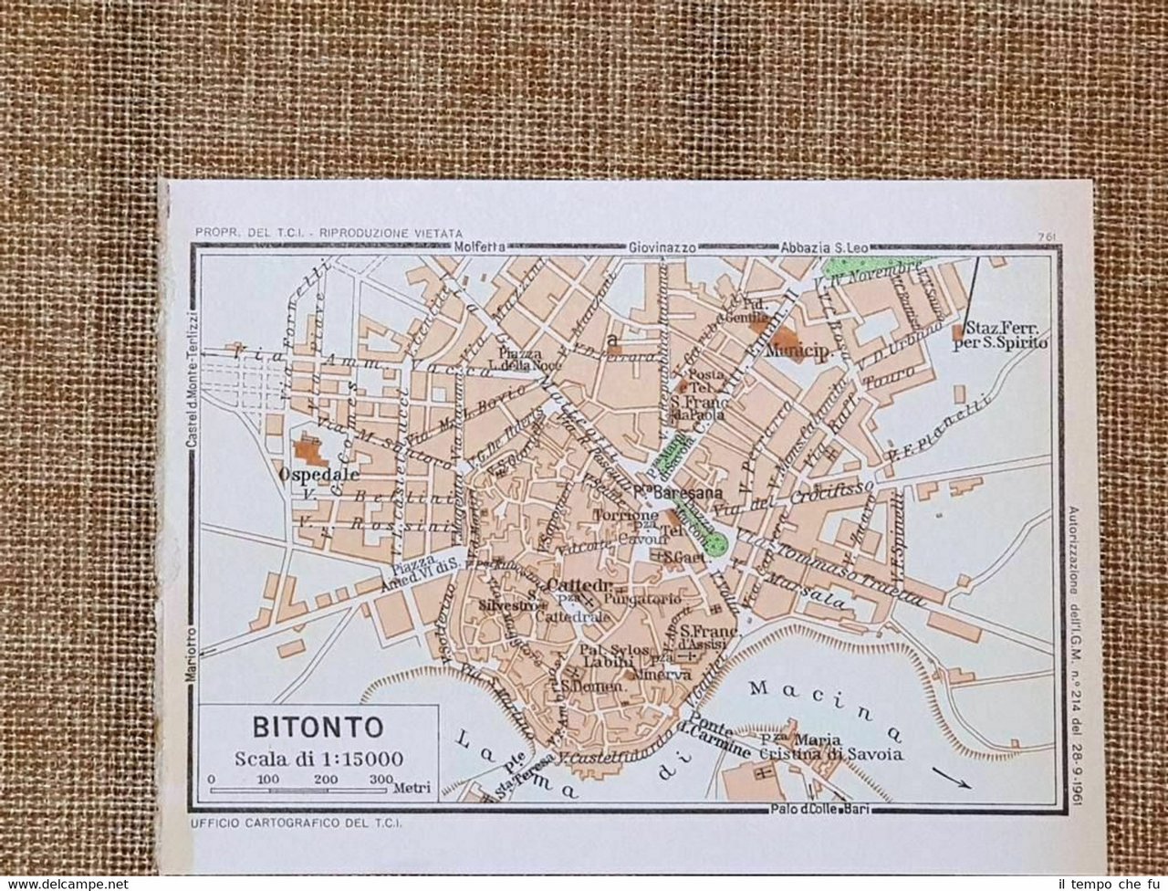 Pianta della città di Bitondo del 1962 Puglia