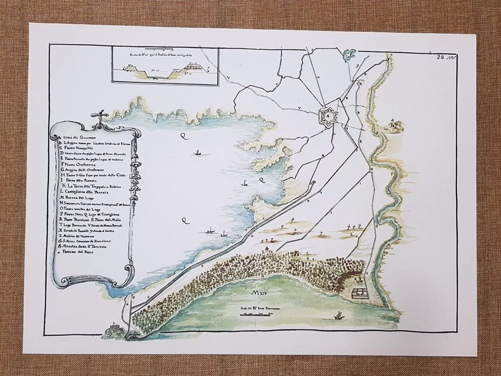Pianta della Città e fortezza di Grosseto Toscana nel 700 …