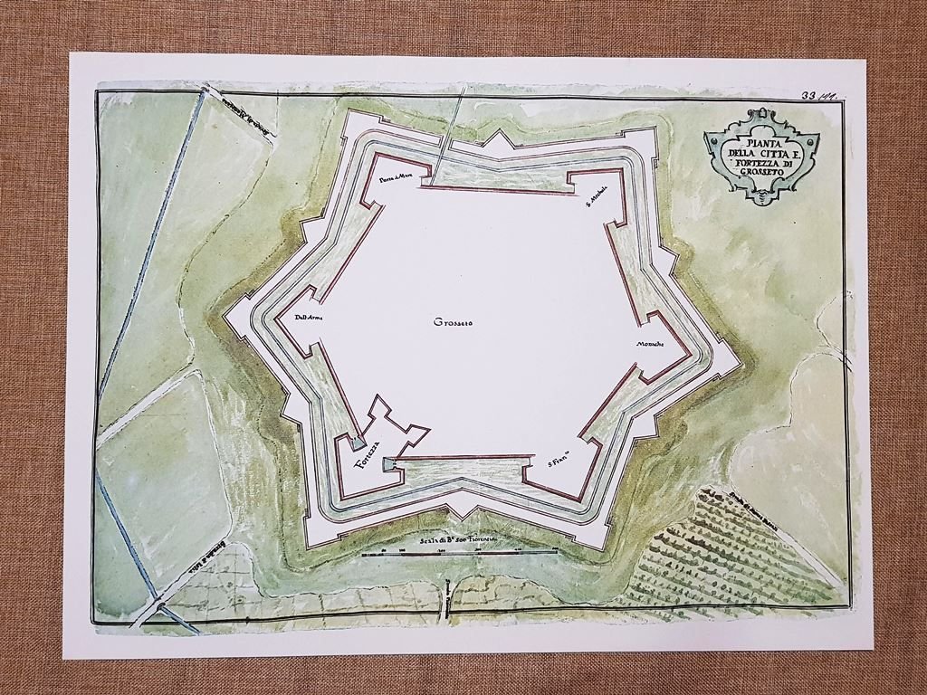 Pianta della Città e fortezza di Grosseto Toscana nel 700 …