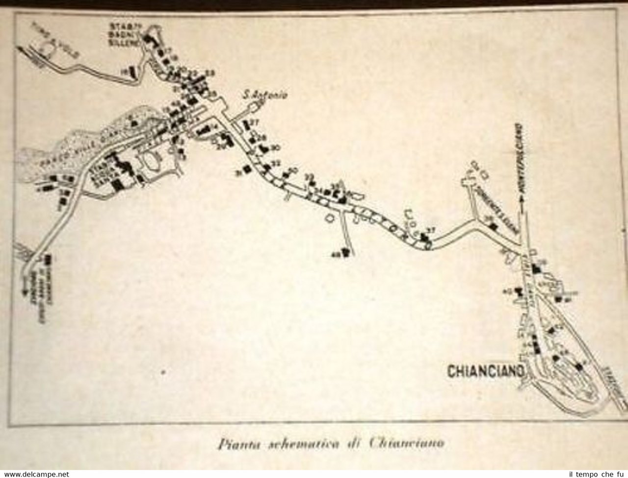 Pianta o Piantina Bagni di Chianciano o Chianciano Via Roma …