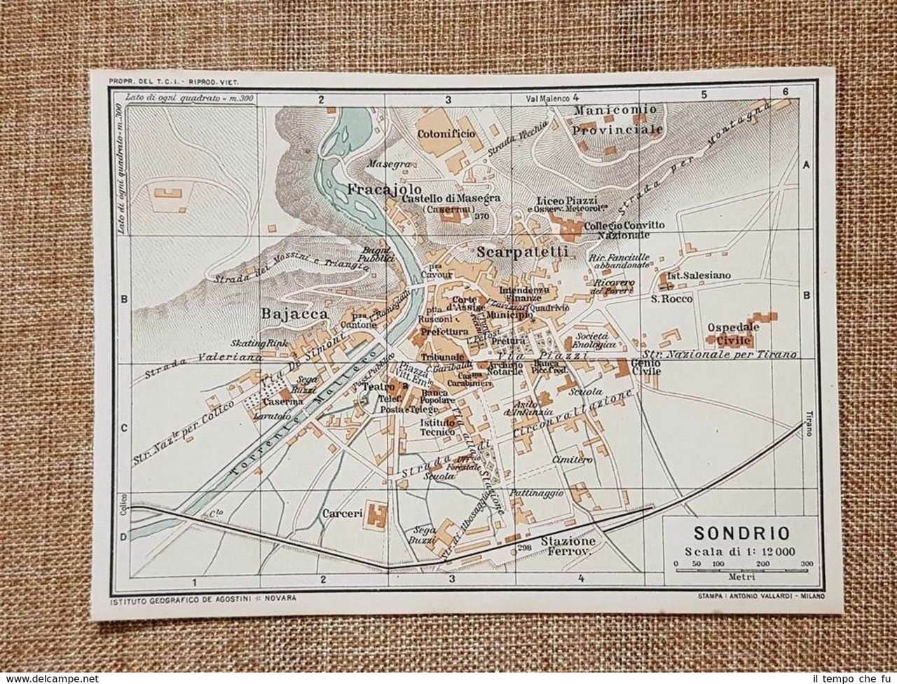 Pianta o piantina del 1914 La città di Sondrio Lombardia …