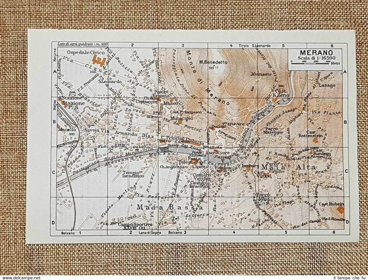 Pianta o piantina del 1937 La città di Merano Trentino …