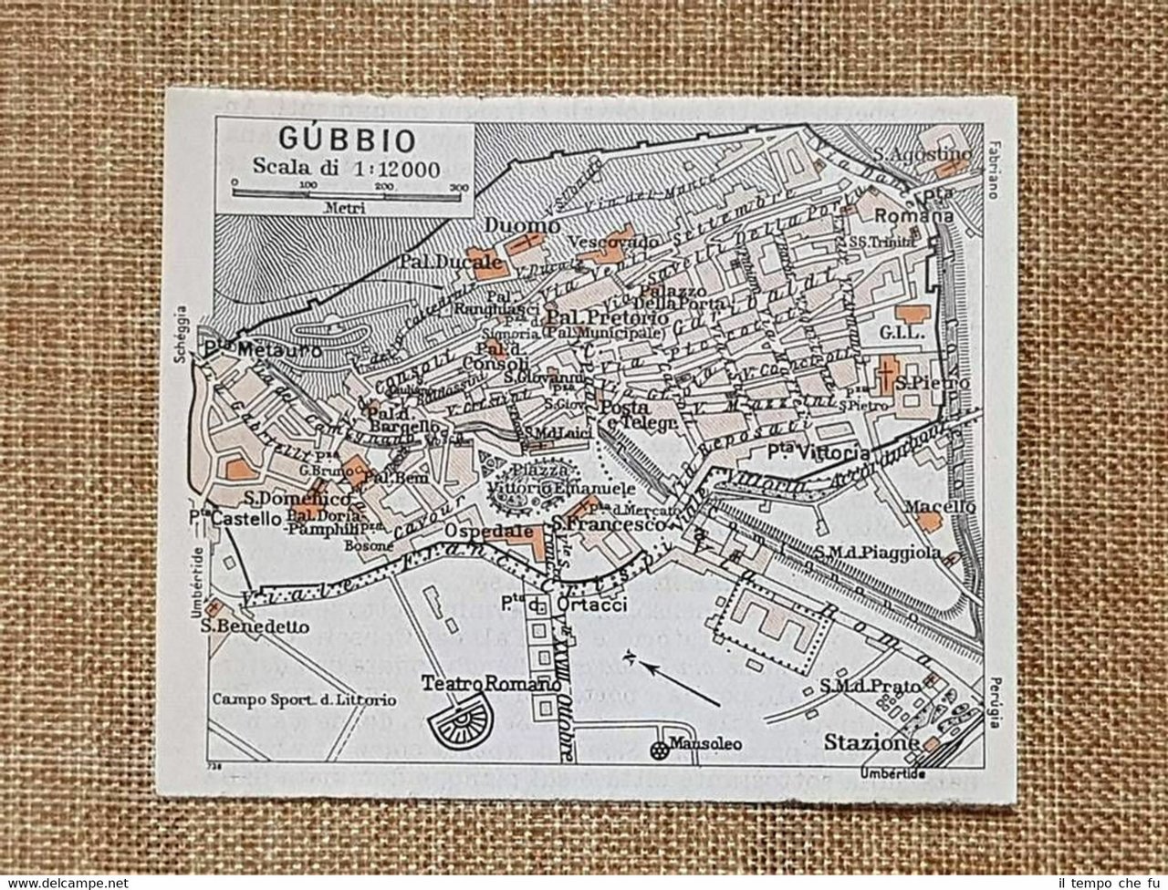 Pianta o piantina del 1939 La città di Gubbio Toscana …