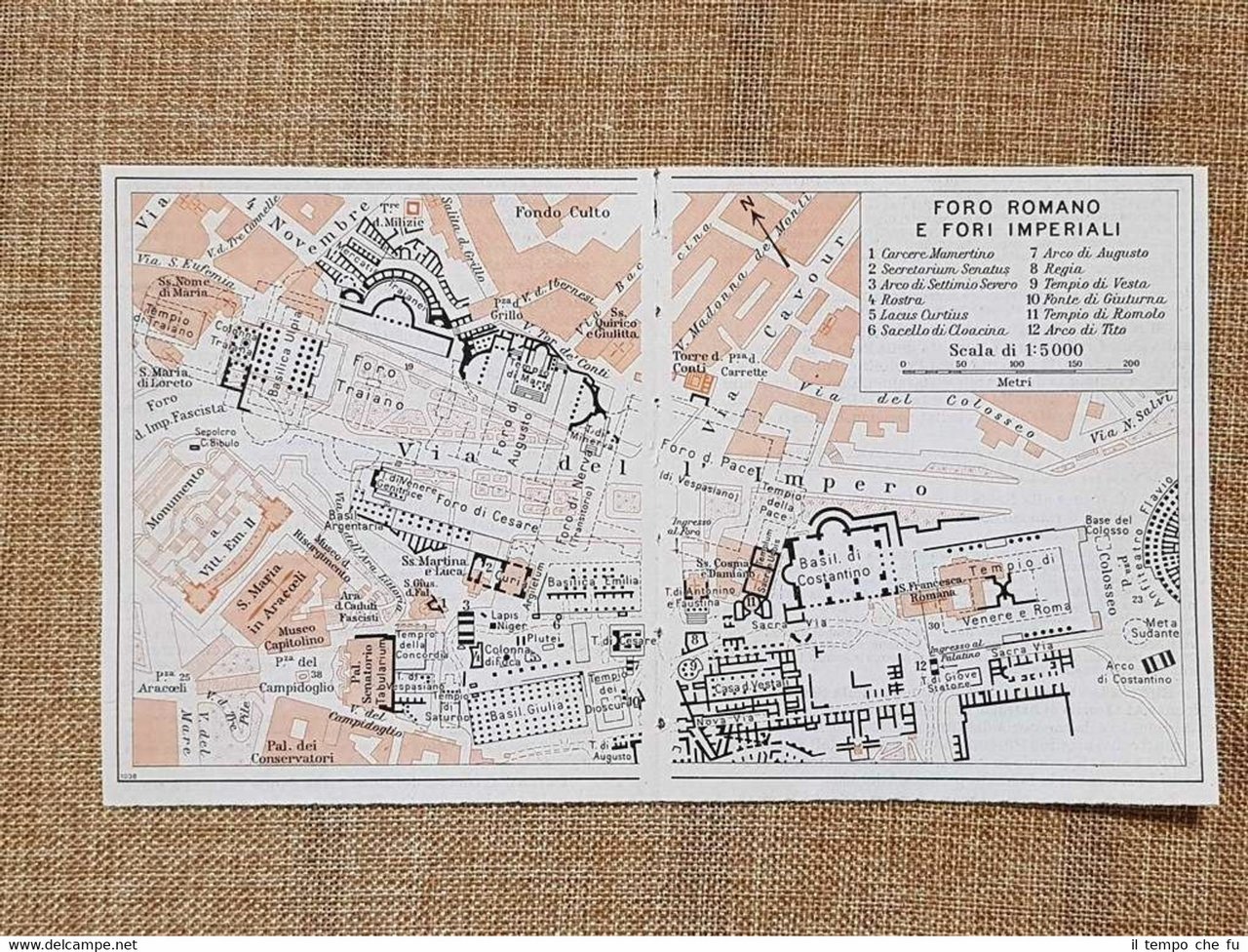 Pianta o piantina del 1939 La città di Roma Foro …