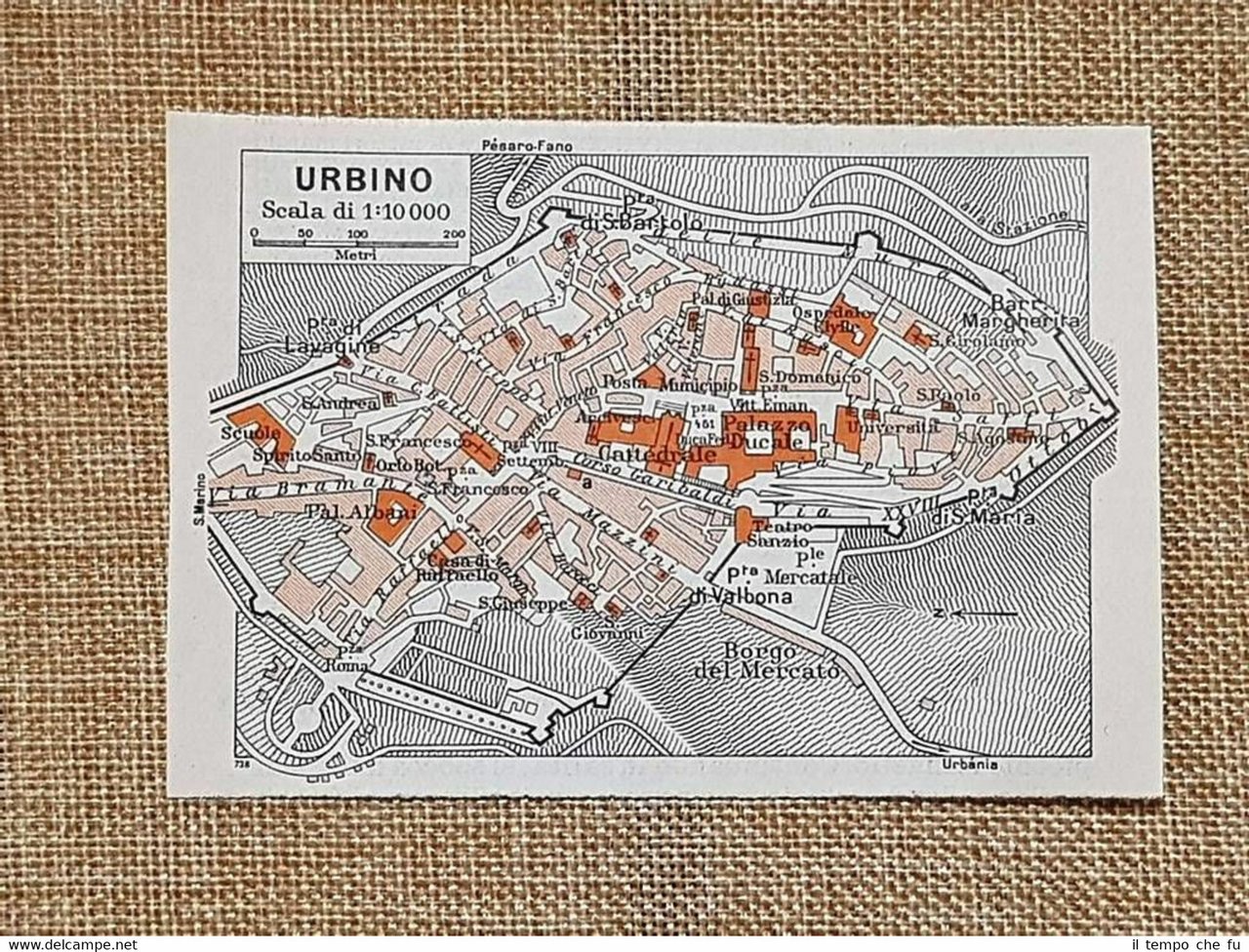 Pianta o piantina del 1939 La città di Urbino Marche …
