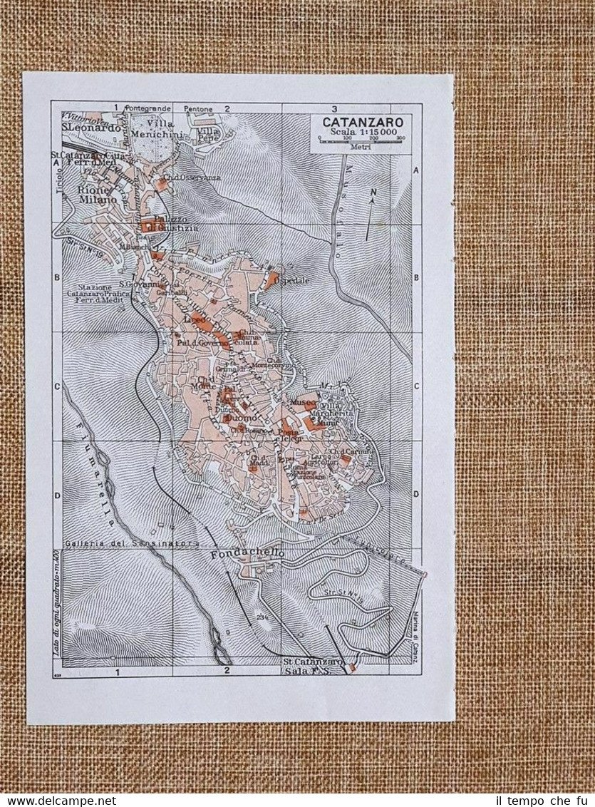 Pianta o piantina del 1940 La città Catanzaro Calabria Touring …