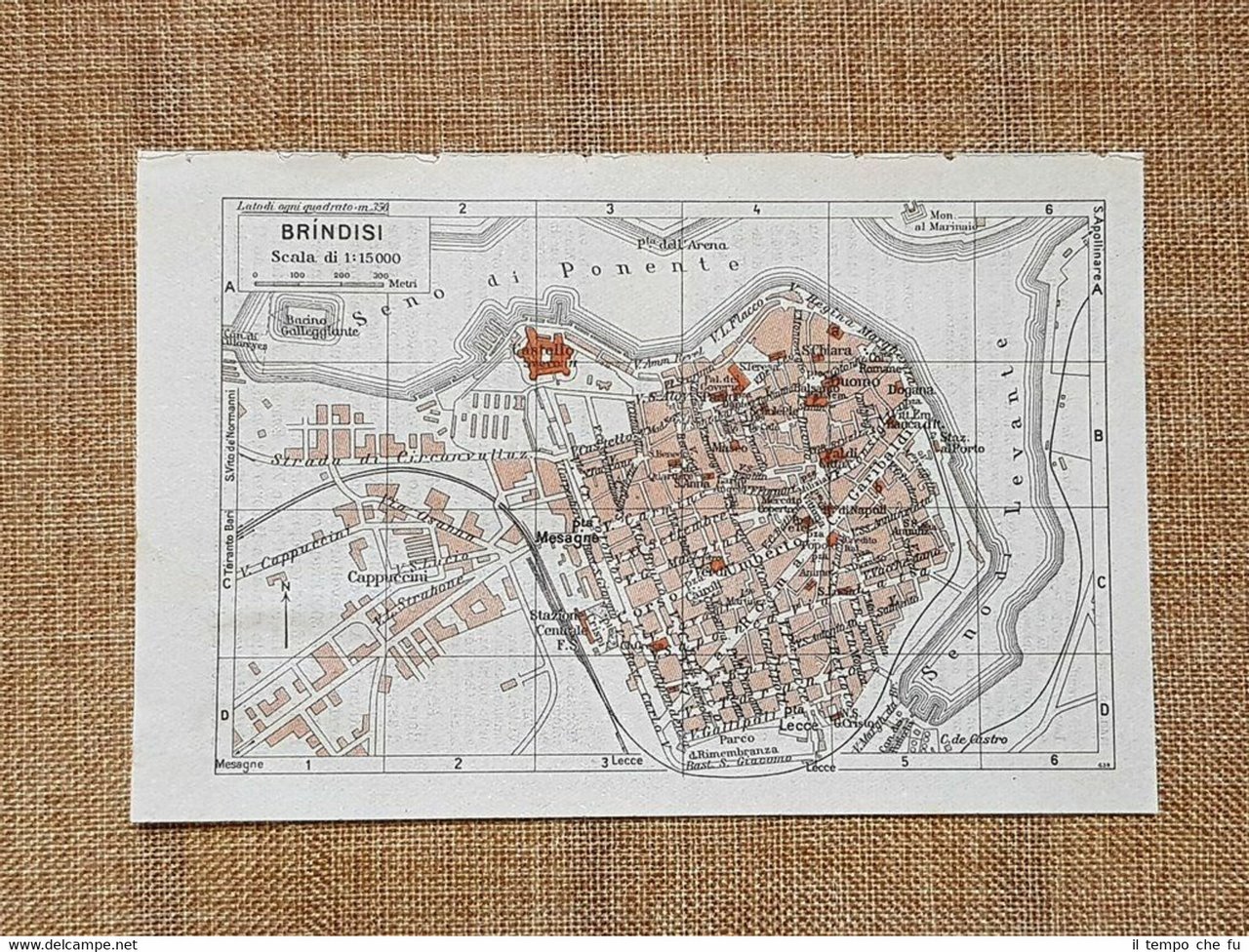 Pianta o piantina del 1940 La città di Brindisi Puglia …