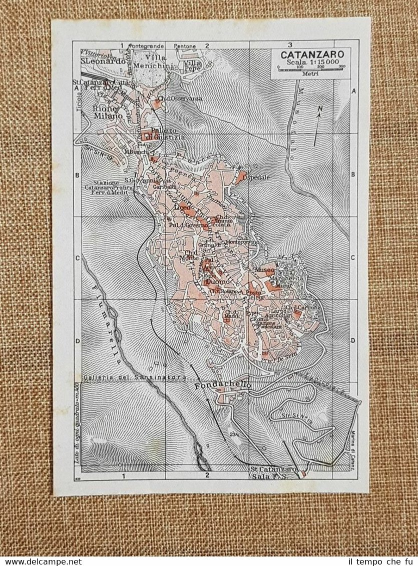 Pianta o piantina del 1940 La città di Catanzaro Calabria …