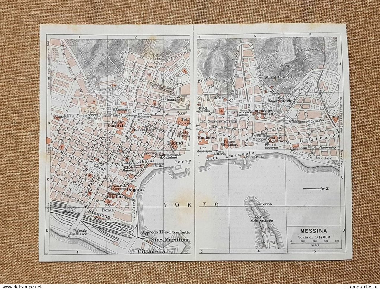 Pianta o piantina del 1940 La città di Messina Sicilia …