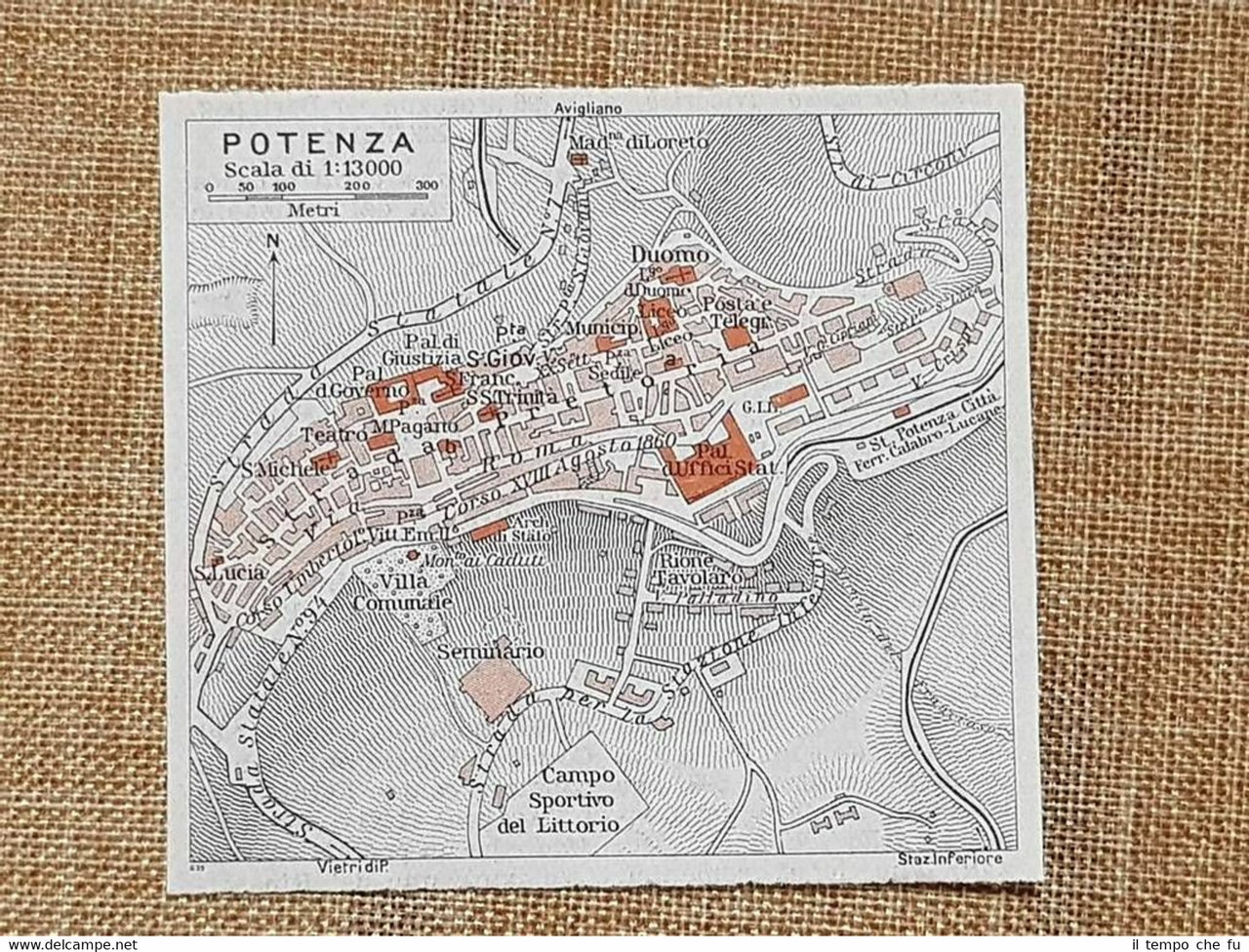 Pianta o piantina del 1940 La città di Potenza Basilicata …