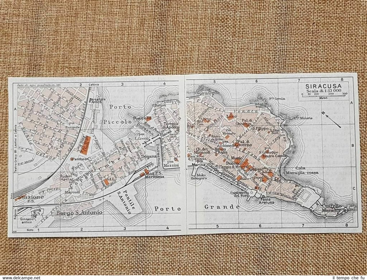 Pianta o piantina del 1940 La città di Siracusa Sicilia …