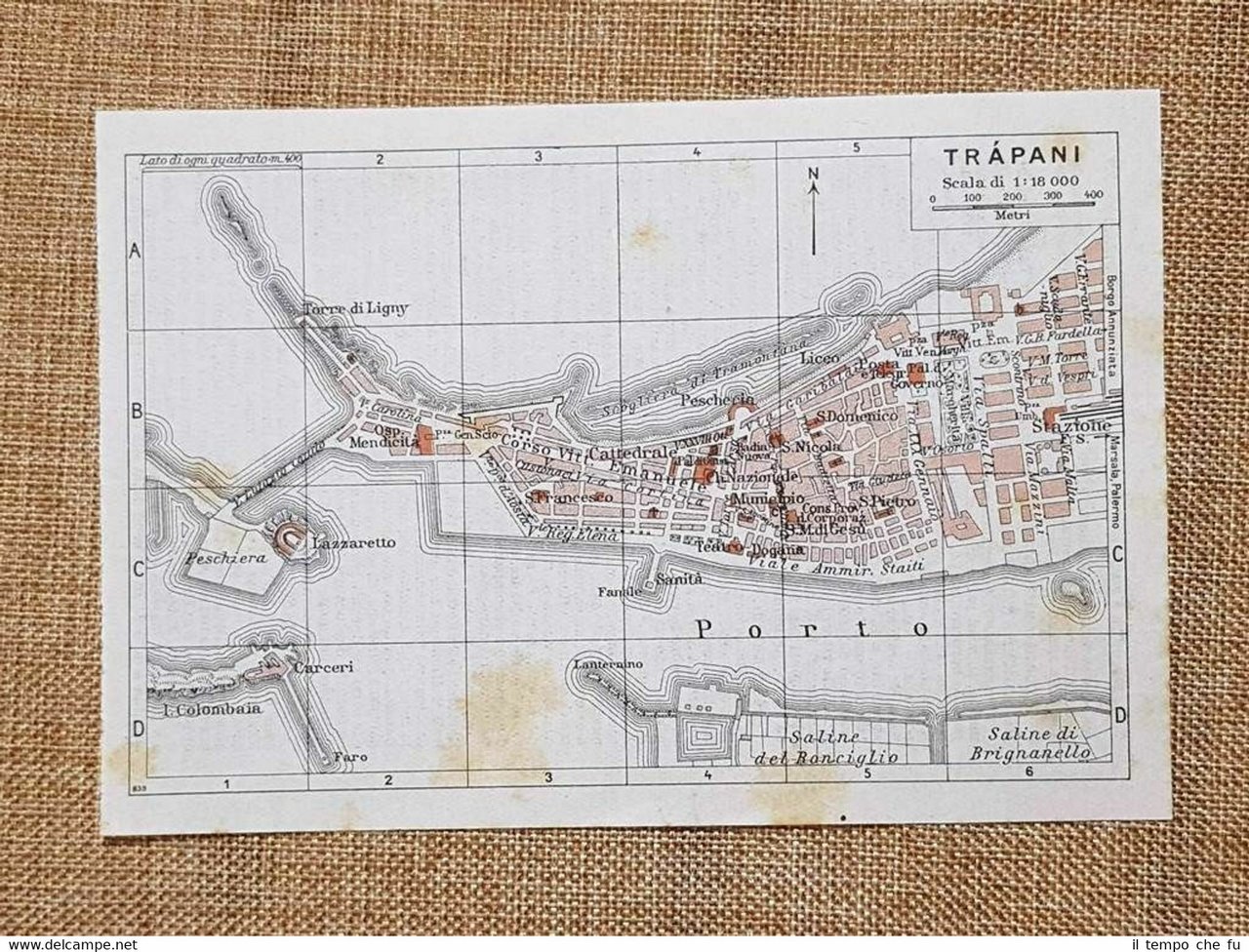 Pianta o piantina del 1940 La città di Trapani Sicilia …