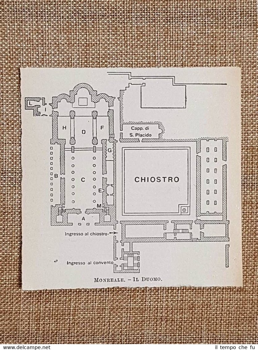 Pianta o piantina del 1953 Il Duomo di Monreale Palermo …