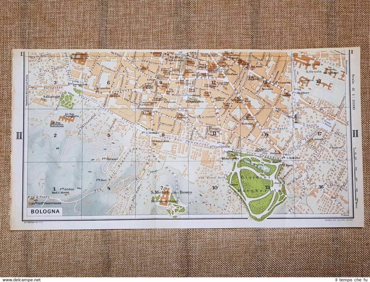 Pianta o piantina del 1957 La città di Bologna Zona …