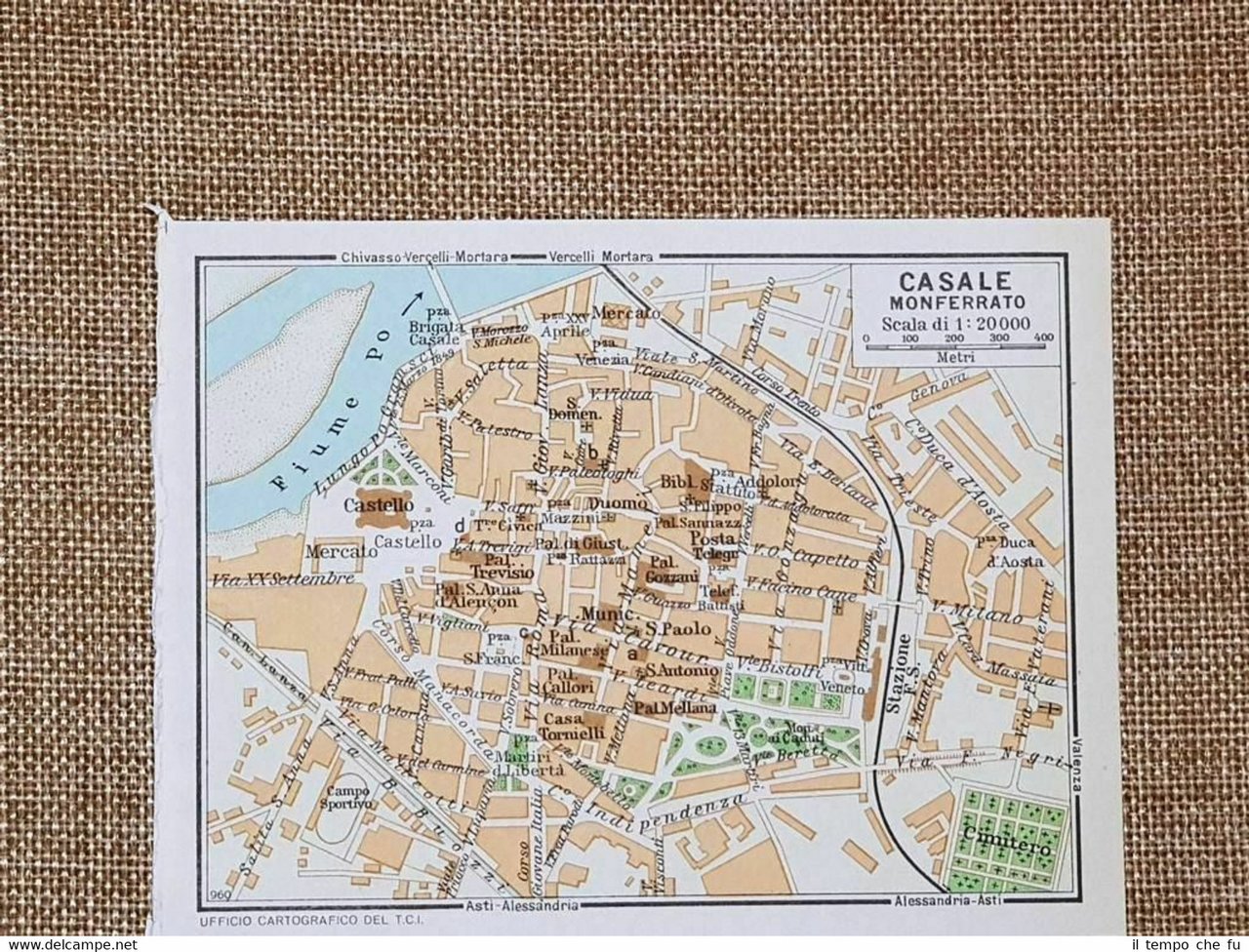 Pianta o piantina del 1961 Casale Monferrato Piemonte