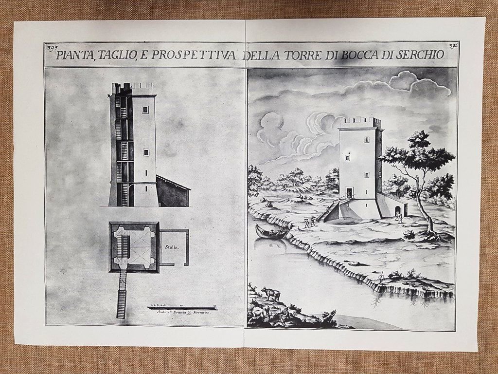 Pianta sezione Torre di Bocca di Serchio Granducato Toscana Warren …