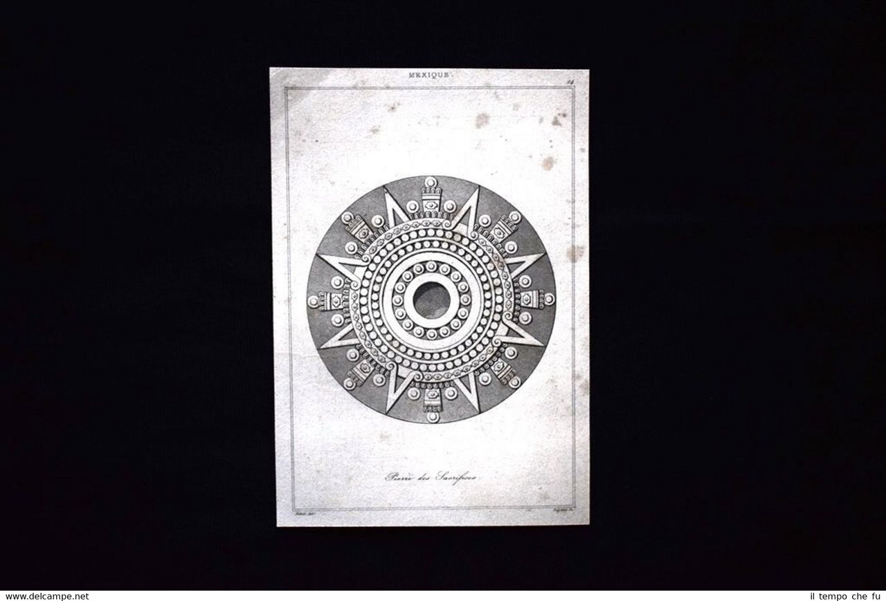 Pietra dei sacrifici, Messico Incisione del 1850 L'Univers pittoresque