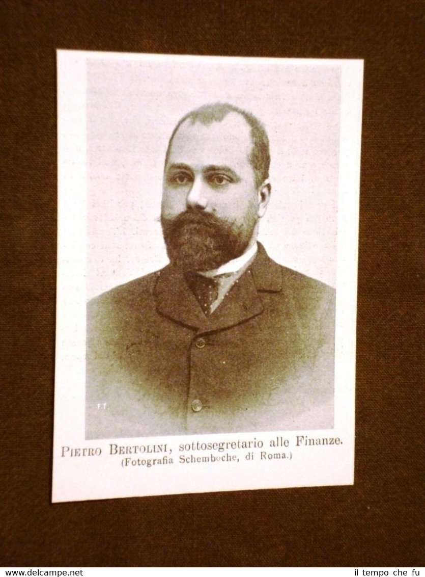 Pietro Bertolini nel 1899 Sottosegretario alle finanze