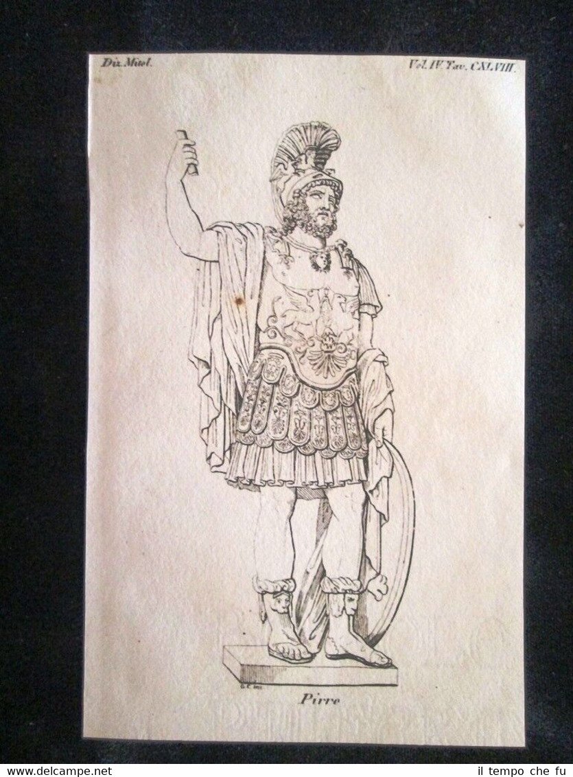 Pirro re dell'Epiro Incisione all'acquaforte del 1820 Mitologia Pozzoli