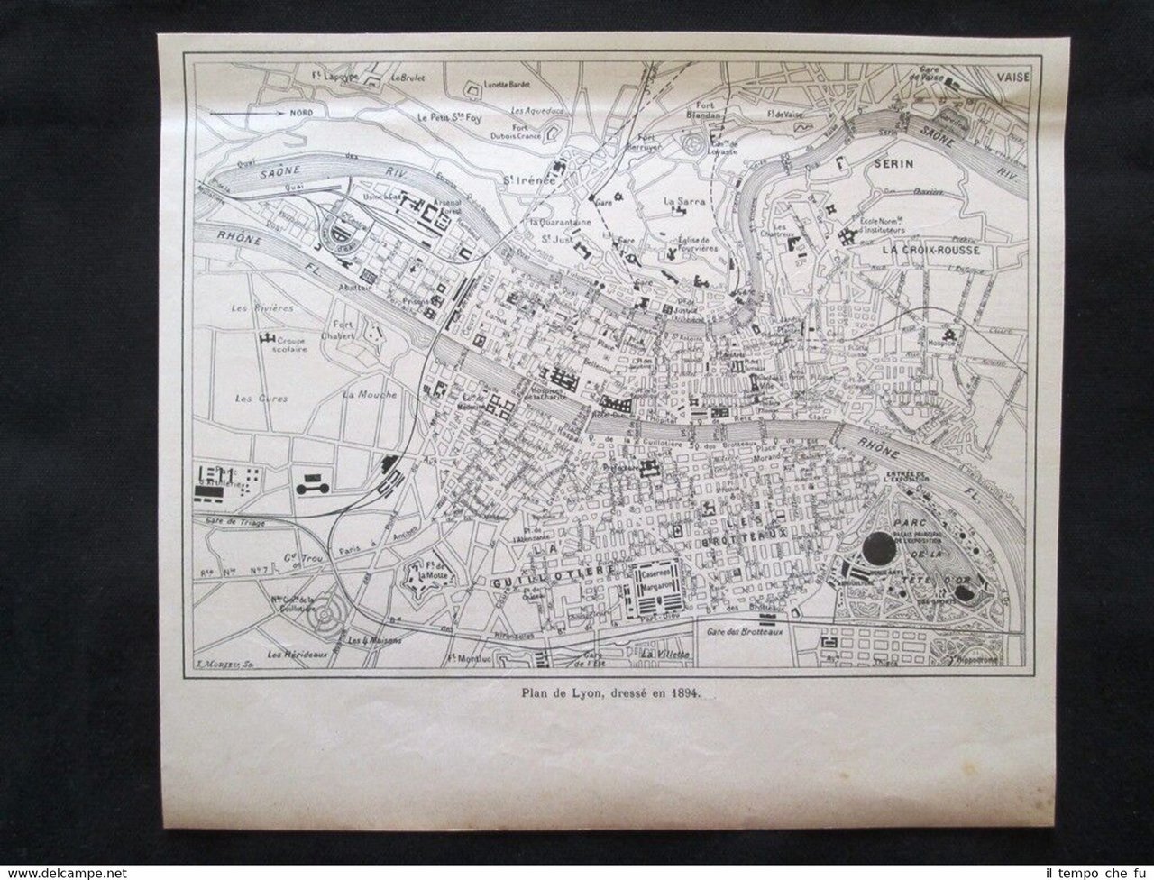 Planimetria di Lione disegnata nel 1894 Incisione del 1894