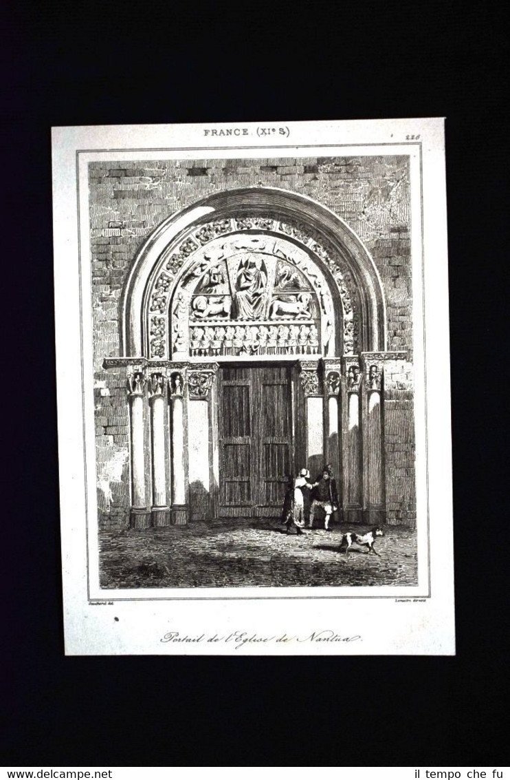 Portail de l'eglise de Nantua, France Incisione del 1850 L'Univers …