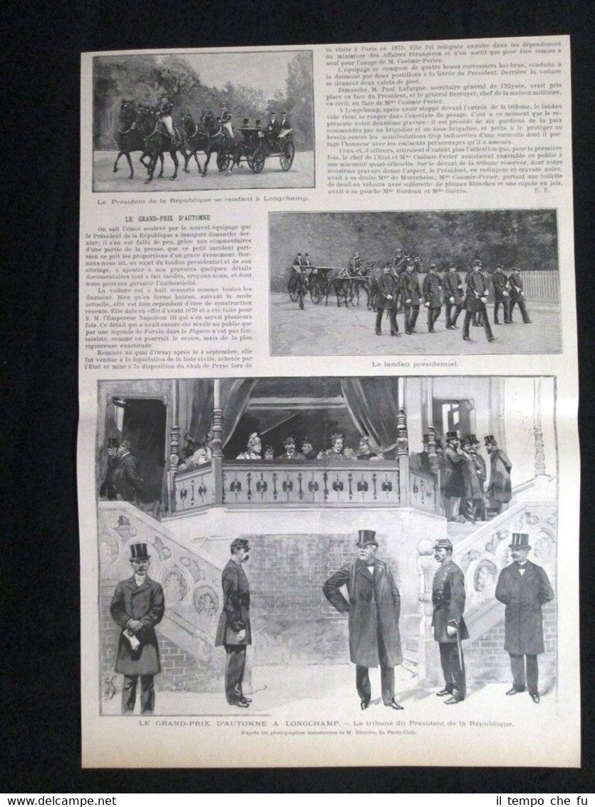 Presidente di Francia Perier al gran premio di Longchamp Incisione …