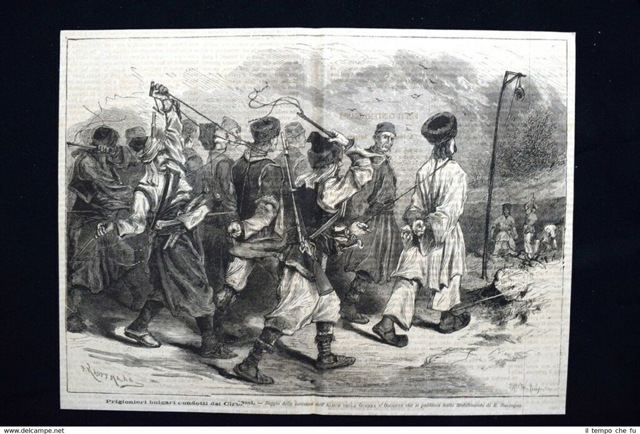 Prigionieri bulgari condotti dai Circassi Incisione del 1876