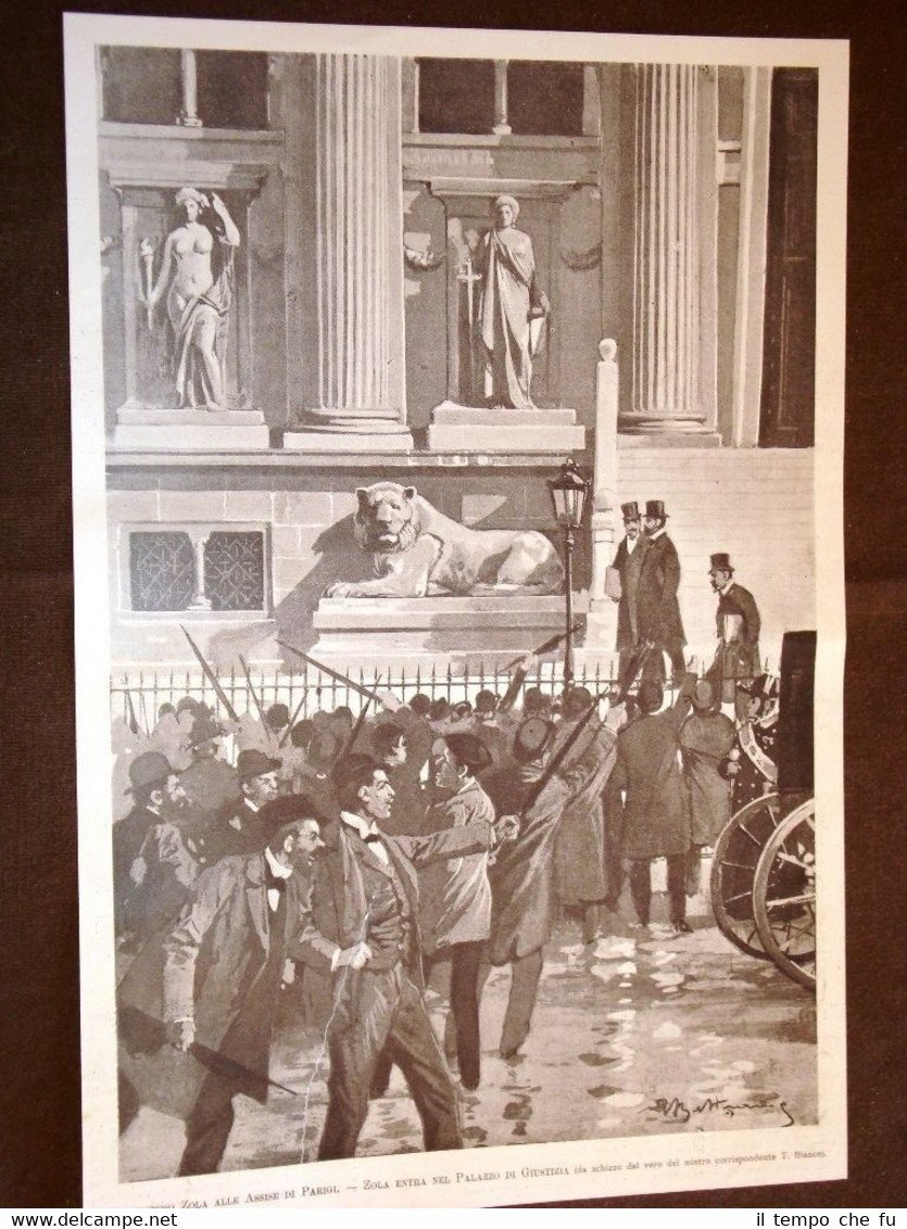 Processo Zola all'Assise di Parigi nel 1898 Dimostrazione per Zola …