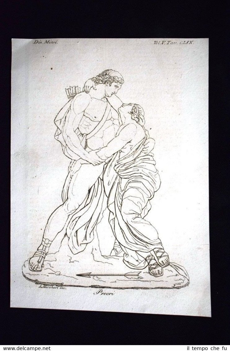 Procri Incisione all'acquaforte del 1820 Mitologia Pozzoli
