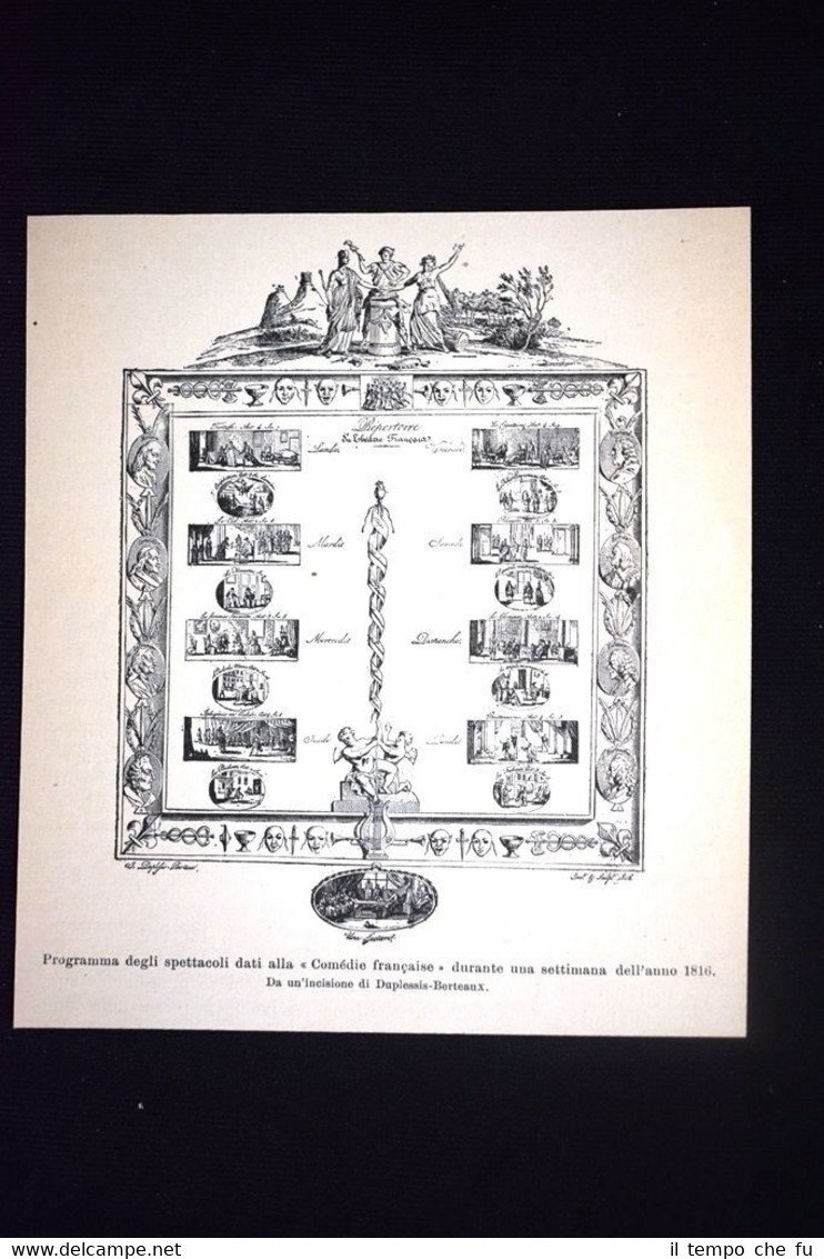 Programma degli spettacoli dati alla "Comedie francaise" + Francesco Talma