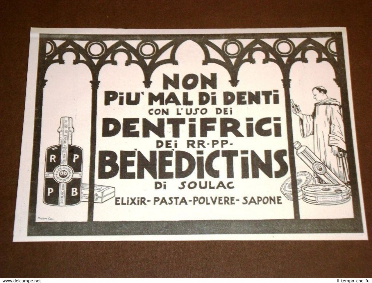 Pubblicità d'Epoca dei primi del 1900 Dentifricio Bènèdictins