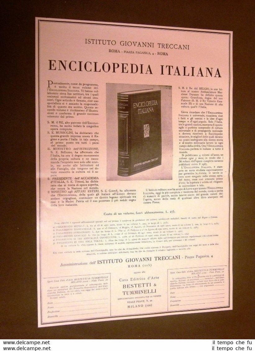 Pubblicità d'Epoca dei primi del '900 Enciclopedia Treccani