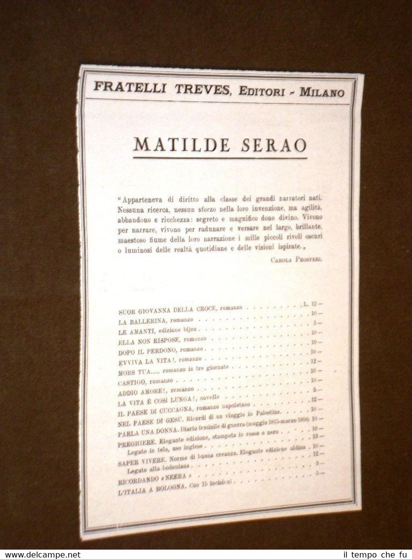 Pubblicità d'epoca dei primi del 900 Matilde Serao - Fratelli … | Immagine principale