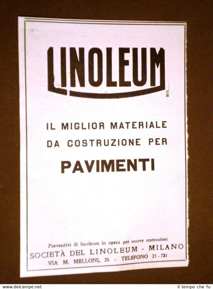 Pubblicità d'Epoca dei primi del 900 Pavimenti Linoleum - Milano