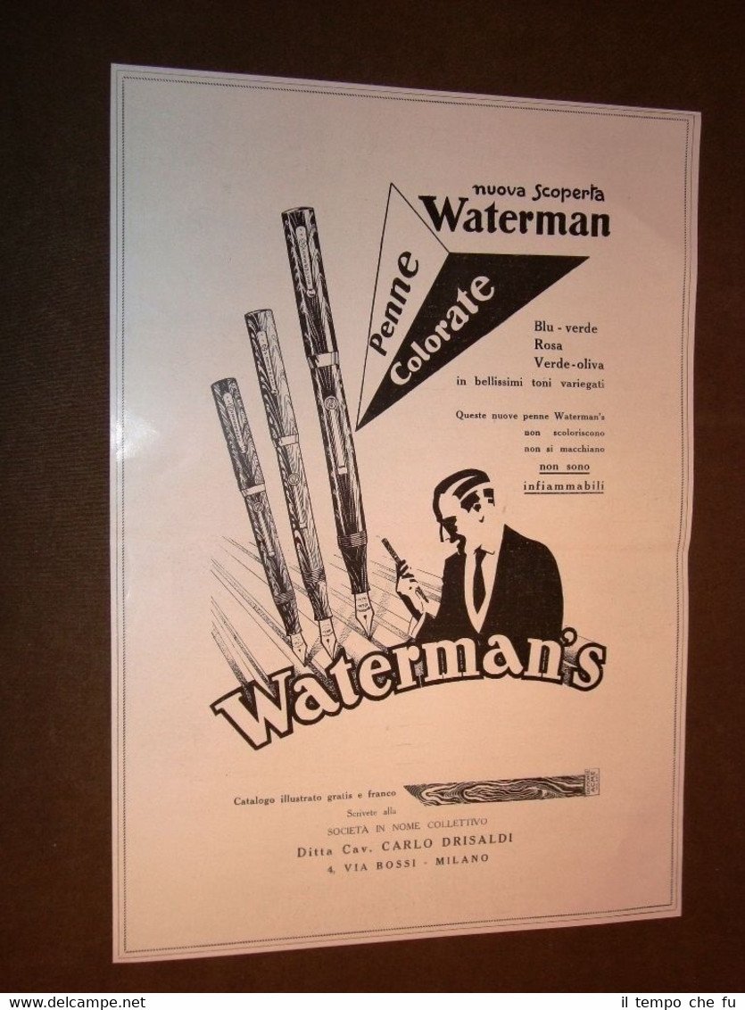 Pubblicità d'epoca dei primi del 900 Penna Waterman's + Calzaturificio …