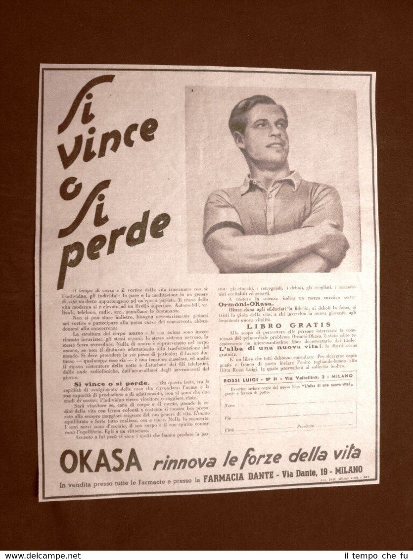 Pubblicità d'epoca del 1920 Preparato Osaka Si vince o perde …