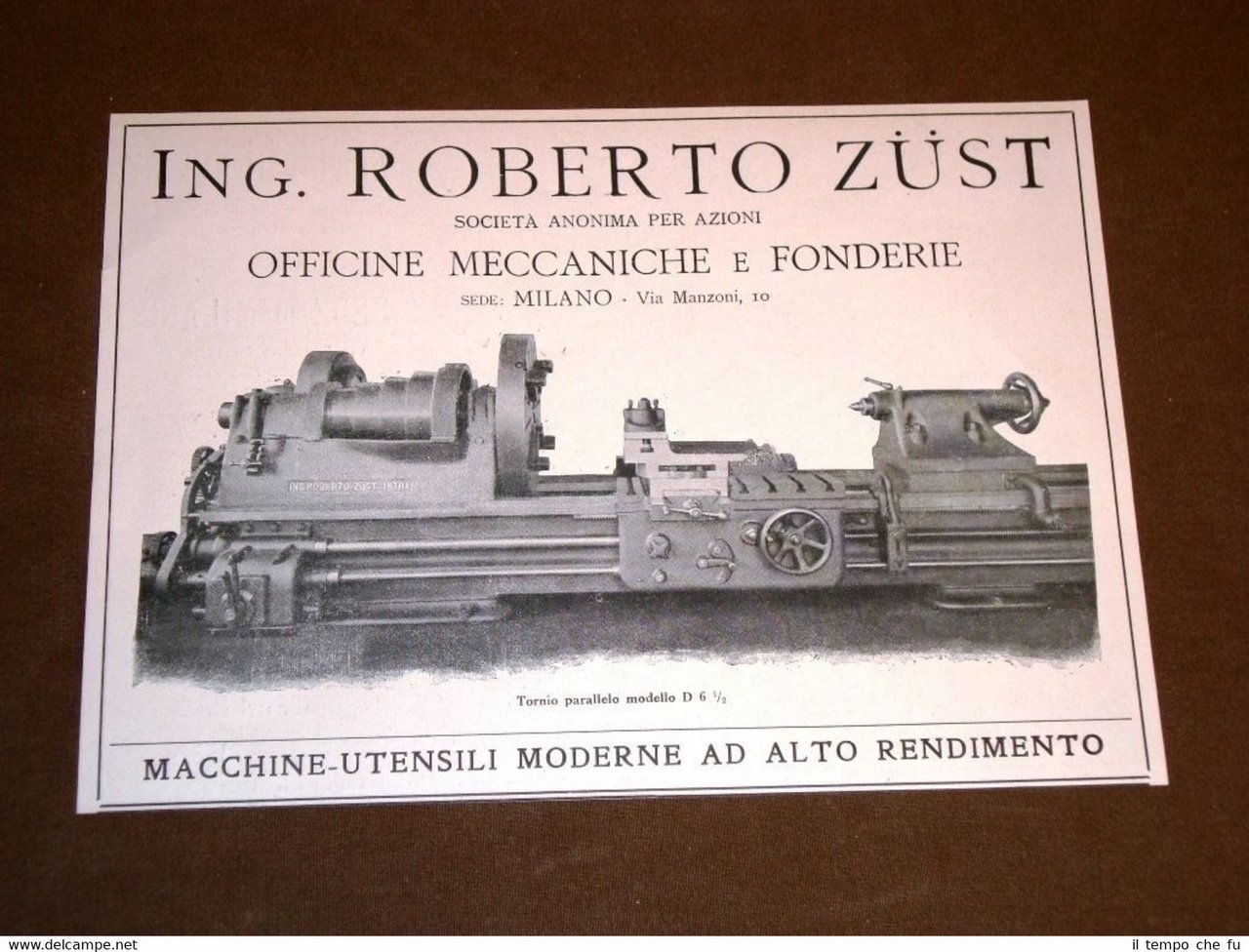 Pubblicità d'epoca per collezionisti Anno 1920 Roberto Zust e Banco …