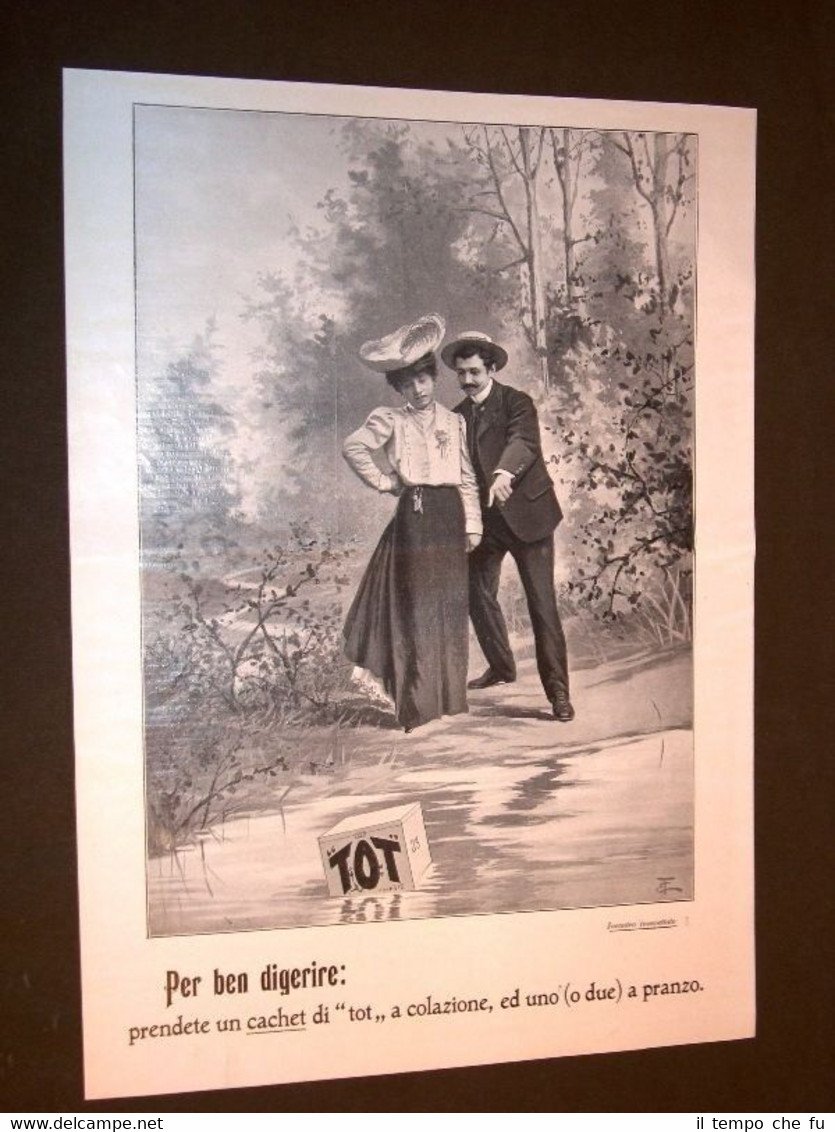 Pubblicità d'epoca per collezionisti del 1908 Digestivo TOT Coppia al … | Immagine principale