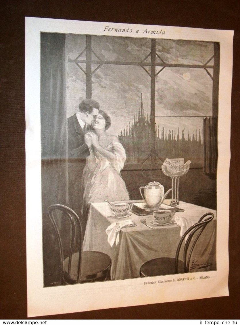 Pubblicità d'epoca per collezionisti del 1918 Cioccolato F.Bonatti di Milano