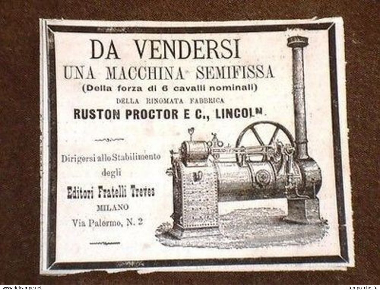 Pubblicità d'Epoca per collezionisti Macchina semifissa 6 Hp Ruston Proctor …