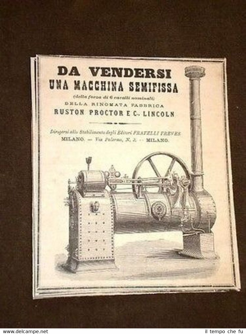 Pubblicità d'Epoca per collezionisti Macchina semifissa 6 Hp Ruston Proctor …