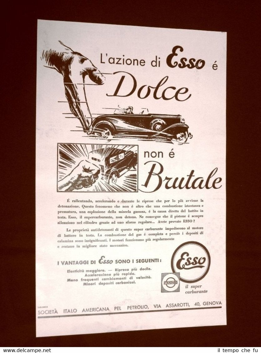 Pubblicità dei 1932 Carburante benzina ESSO Società italo-americana del petrolio