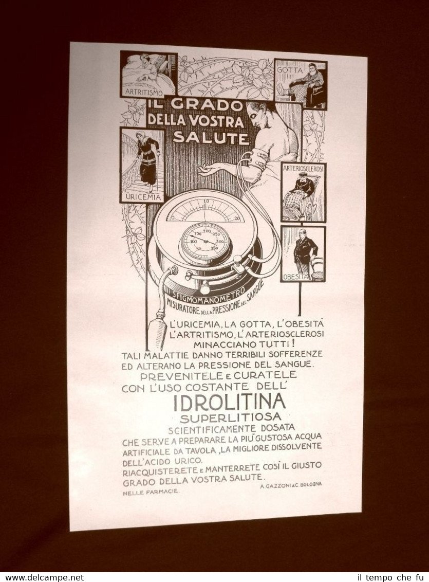 Pubblicità dei 1932 Idrolitina A. Gazzoni & C. Bologna