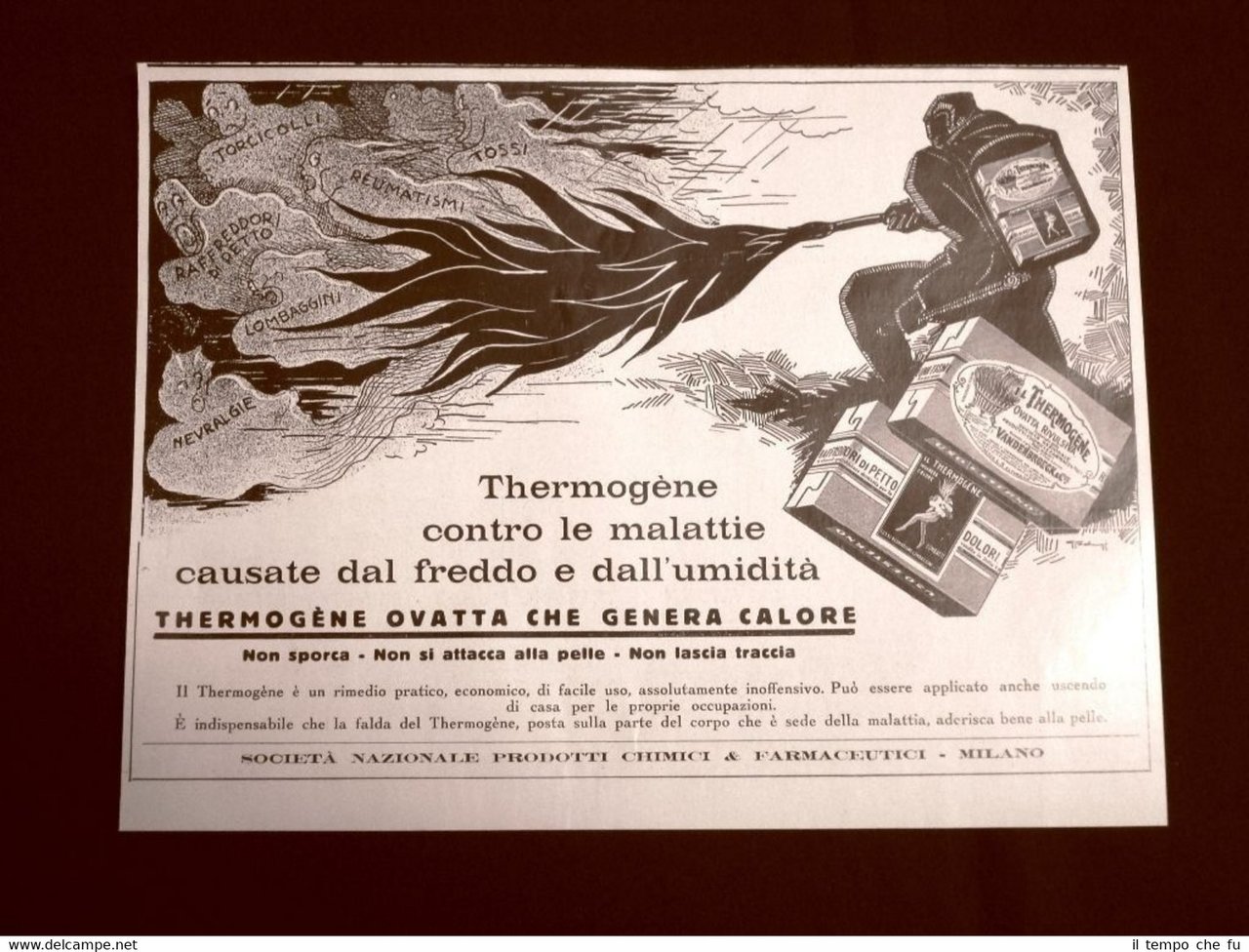 Pubblicità dei 1932 Thermogène Società nazionale prodotti chimici Milano