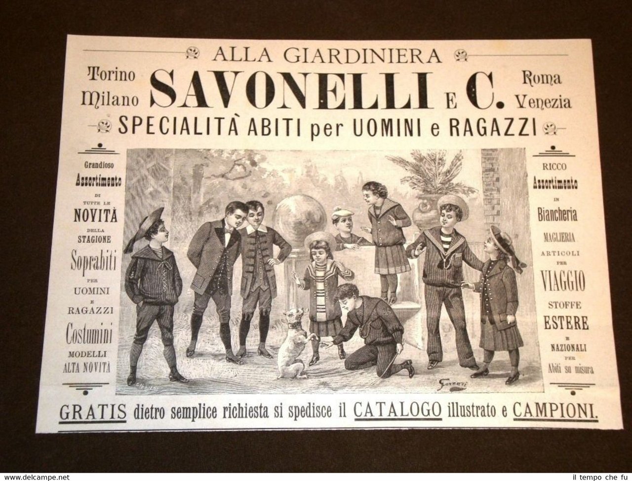 Pubblicità dei primi del 1900 Giardiniera Savonelli Abiti per uomini …