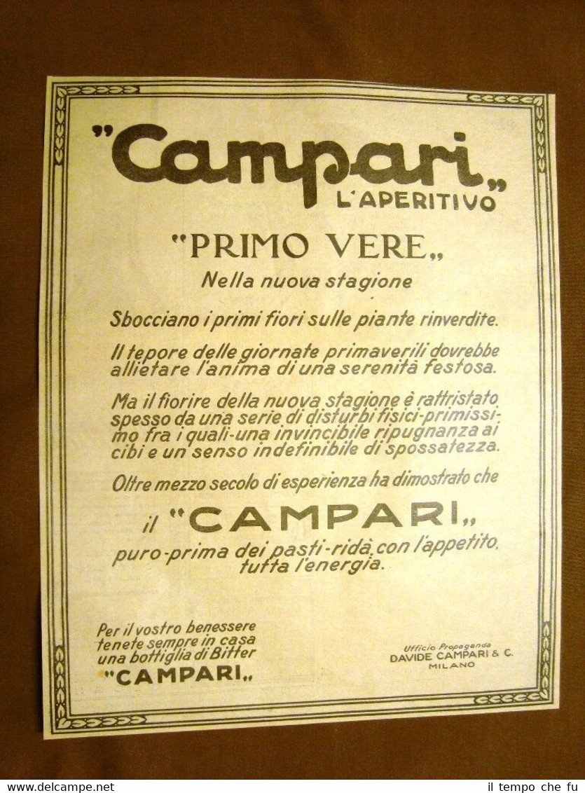 Pubblicità dei primi del '900 Aperitio Campari Primo vere nella … | Immagine principale