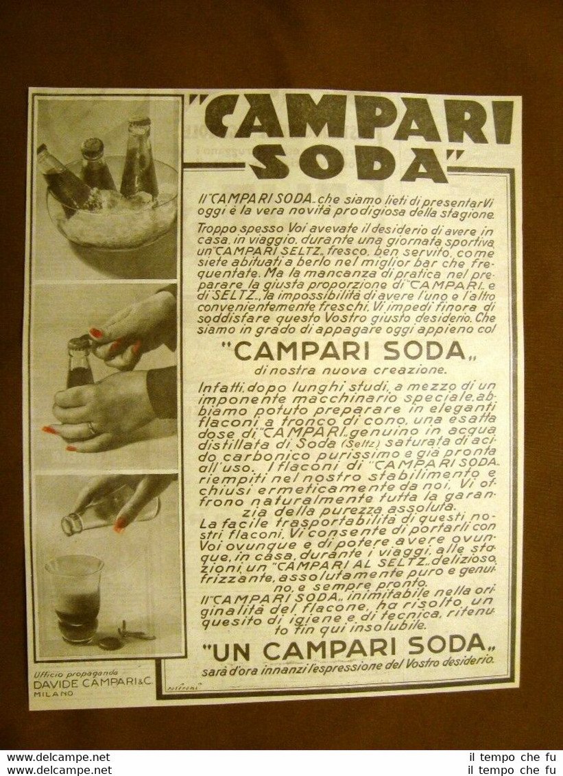 Pubblicità dei primi del '900 Campari Soda La vera novità …