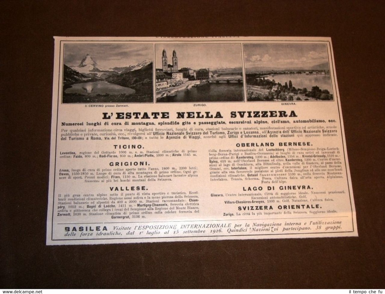 Pubblicità dei primi del '900 Estate in Svizzera Cervino - …